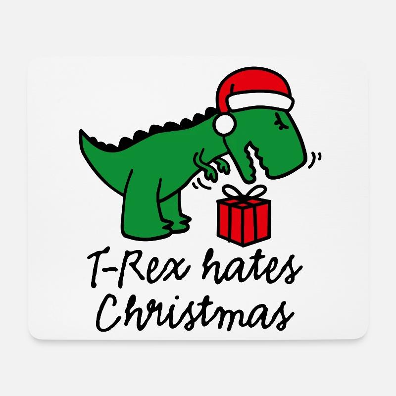 T-Rex hates Christmas ugly xmas Dinosaurier Santa - Mousepad (Querformat) - Weiß