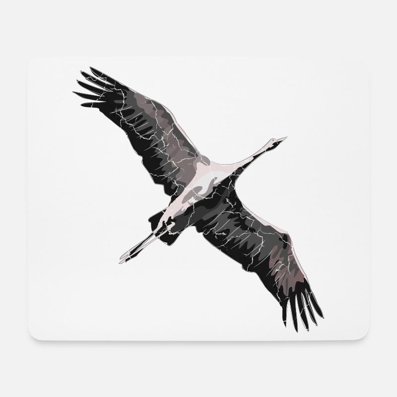 Kranich beim Flug in den Süden - Mousepad (Querformat) - Weiß