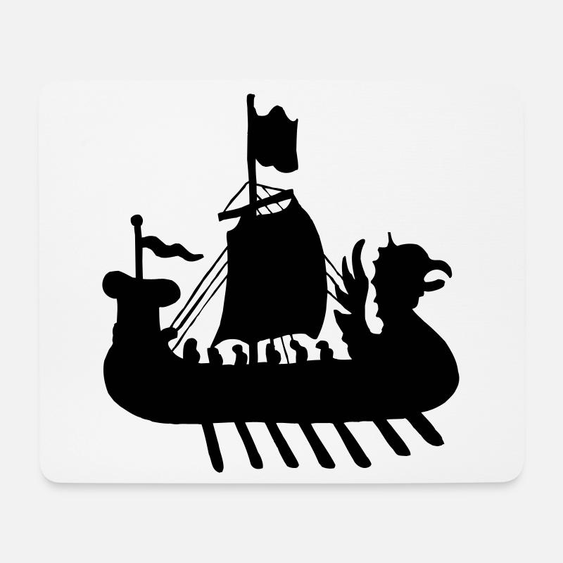 Wikingerboot Schiff Schattenbild - Mousepad (Querformat) - Weiß
