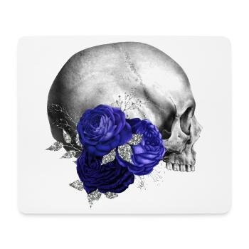 Indigo Roses Skull Design - Mouse Pad (horizontal) - white - Front