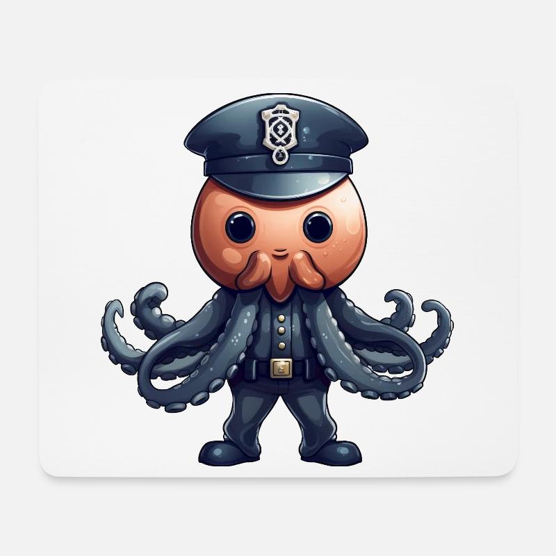 Squid Policewoman - Mouse Pad (horizontal) - white