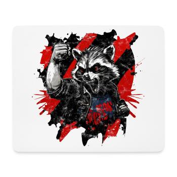 Wütender Waschbär, Anarchie, Revolution, Faust - Mousepad (Querformat) - Weiß - Vorne
