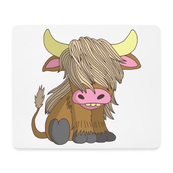 Long-haired cow - Mouse Pad (horizontal) - white - Front