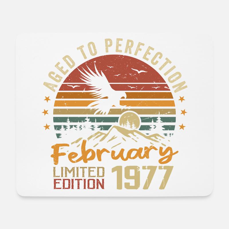 Geboren im Februar 1977. Geburtstag 1977, Februar - Mousepad (Querformat) - Weiß