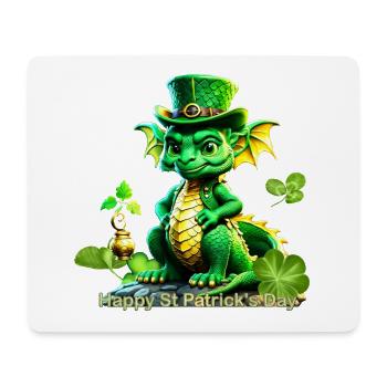 Cute St. Patrick's Day Dragon with Clover. - Mouse Pad (horizontal) - white - Front
