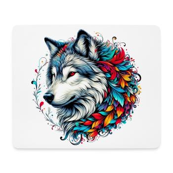 Loup - Tapis de souris (format paysage) - blanc - Devant