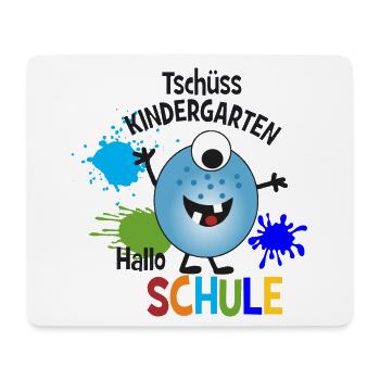 Monster blau - Tschüss Kindergarten - Hallo Schule - Mousepad (Querformat) - Weiß - Vorne