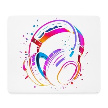 90s Headphones Retrowave - Mouse Pad (horizontal) - white - Front