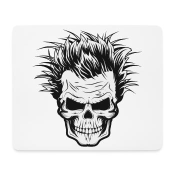 Skull with wild scientist hairstyle - Mouse Pad (horizontal) - white - Front