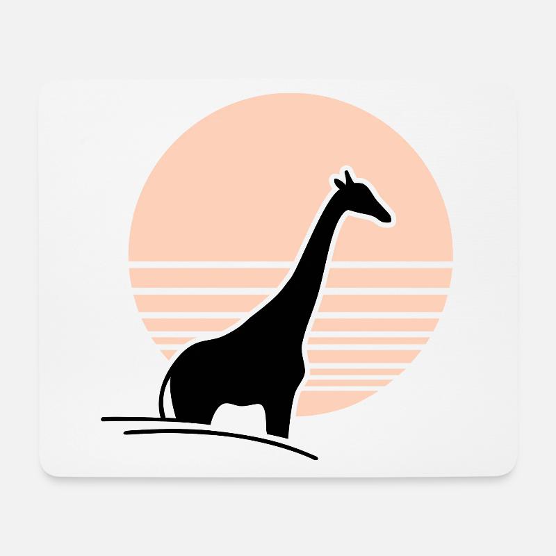 Giraffe vor Sonne - Mousepad (Querformat) - Weiß