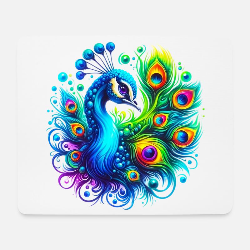 Pfau - Mousepad (Querformat) - Weiß