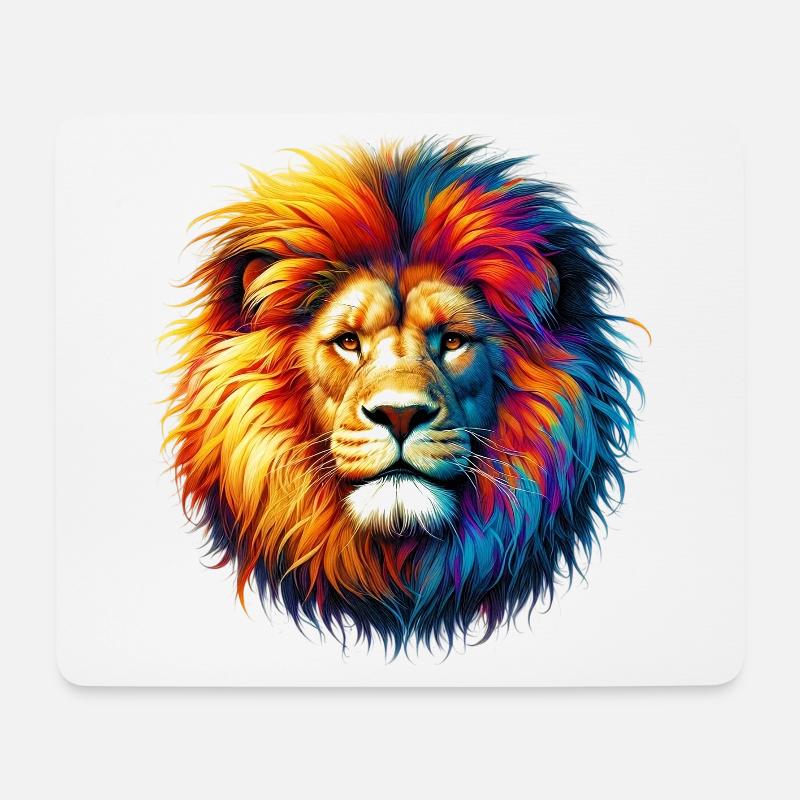 Löwe - Mousepad (Querformat) - Weiß