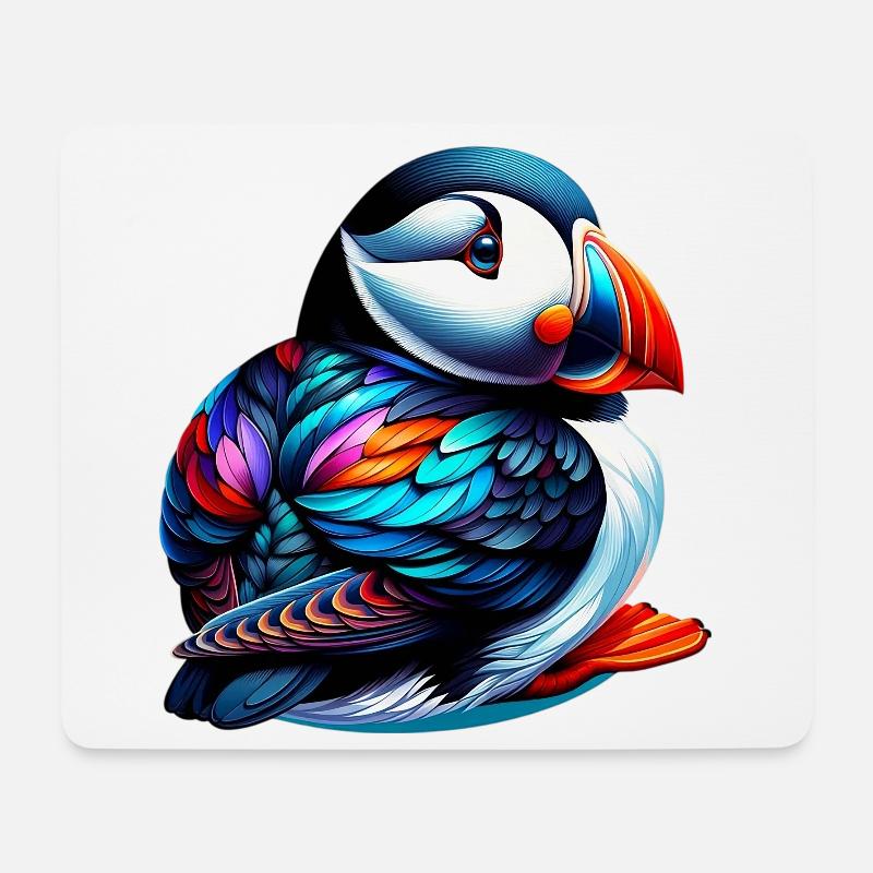 Papageitaucher - Mousepad (Querformat) - Weiß