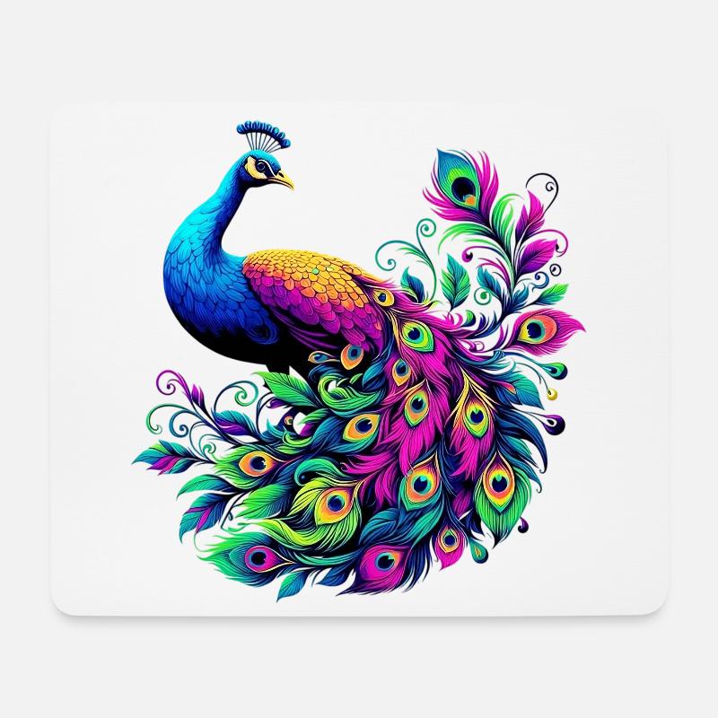 Pfau - Mousepad (Querformat) - Weiß