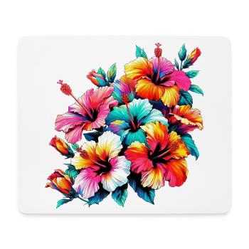 Fleurs d’hibiscus - Tapis de souris (format paysage) - blanc - Devant