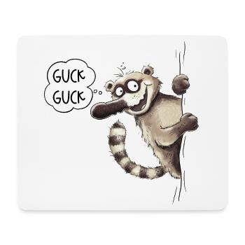 Regardez, regardez, Coati, Motif animal, Dessin animé animalier, Animal sauvage - Tapis de souris (format paysage) - blanc - Devant
