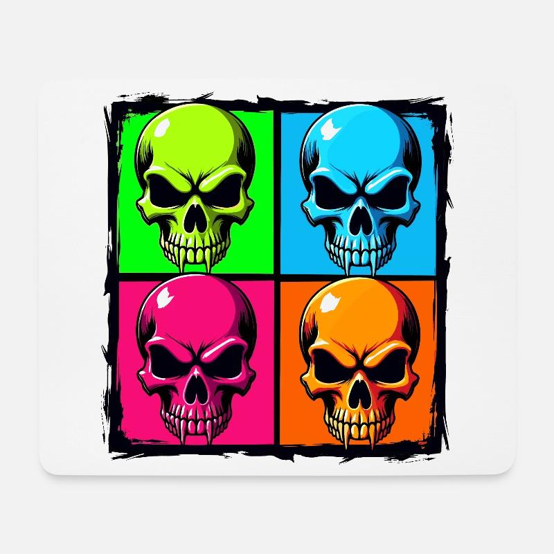 Bunte Totenköpfe - Mousepad (Querformat) - Weiß