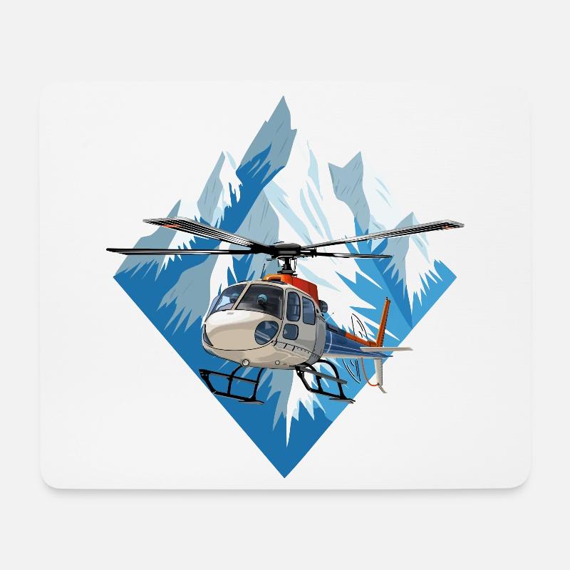 Hubschrauber im Wintereinsatz - Mousepad (Querformat) - Weiß