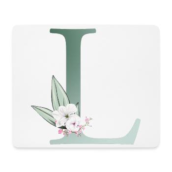 L Monogram, Floral, Personnalisable - Tapis de souris (format paysage) - blanc - Devant