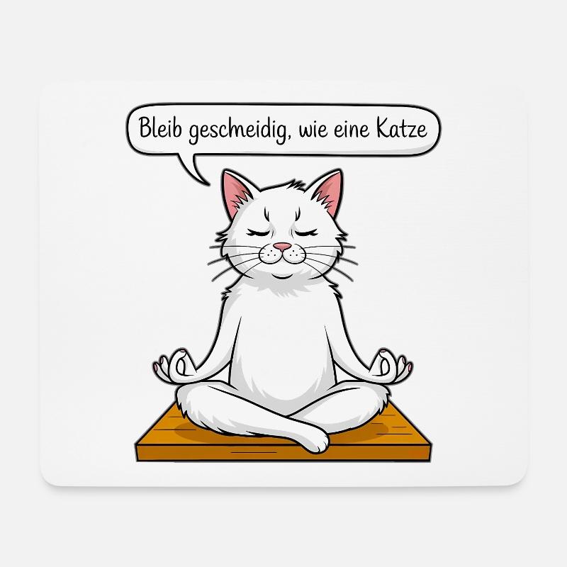 Katzen-Meditation - Mousepad (Querformat) - Weiß