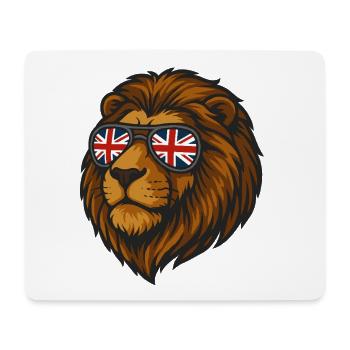 Lion with the British Flag in Glasses - Mouse Pad (horizontal) - white - Front