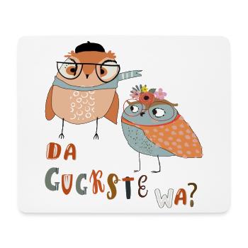 Verspielte Eulen mit Brille und Blumenkranz - Mousepad (Querformat) - Weiß - Vorne