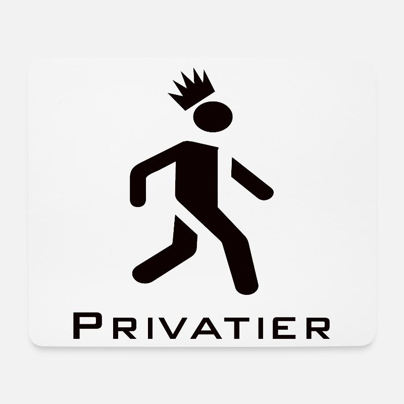 Privatier - Coureur avec Crown Design Black - Tapis de souris (format paysage) - blanc