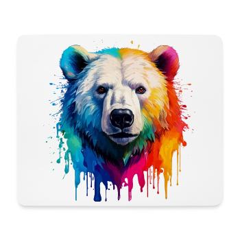 Bunter Eisbärenkopf mit Farbverlauf - Mousepad (Querformat) - Weiß - Vorne