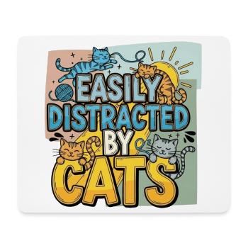 Facilement distrait par les chats - Tapis de souris (format paysage) - blanc - Devant