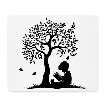 Child Reading Under Tree - Mouse Pad (horizontal) - white - Front