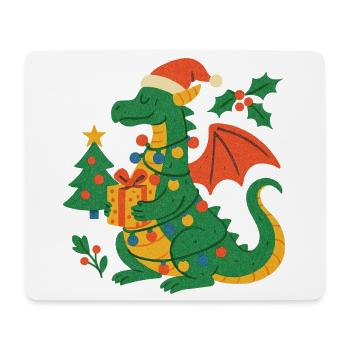 Festlicher Drache mit Geschenken - Mousepad (Querformat) - Weiß - Vorne