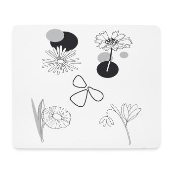 Fleurs noires et blanches - Tapis de souris (format paysage) - blanc - Devant
