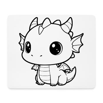 Süßer Baby-Drache | Kawaii & Knuddelig Vektor - Mousepad (Querformat) - Weiß - Vorne