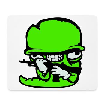 Wurm Soldat Verrückt Helm Waffe Aggressiv Wild Fun - Mousepad (Querformat) - Weiß - Vorne
