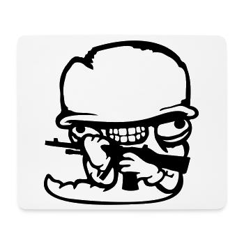 Wurm Soldat Verrückt Helm Waffe Aggressiv Wild Fun - Mousepad (Querformat) - Weiß - Vorne
