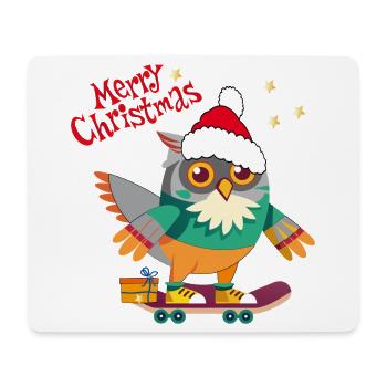 Christmas Owl on Skateboard - Mouse Pad (horizontal) - white - Front