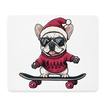 Französische Buldogge Hund Weihnachten Lustig - Mousepad (Querformat) - Weiß - Vorne