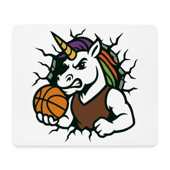 Unicorn Basketball Mascot Breaking Through - Mouse Pad (horizontal) - white - Front