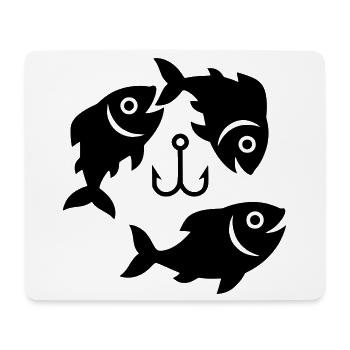 Fish Hook Circle Symbol Fishing Vector - Mouse Pad (horizontal) - white - Front