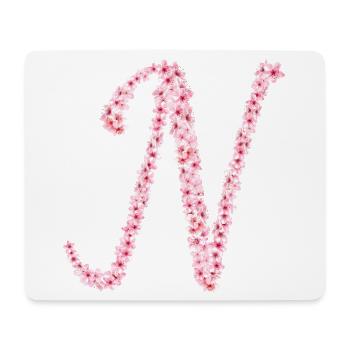 Cherry blossom initial N - Mouse Pad (horizontal) - white - Front