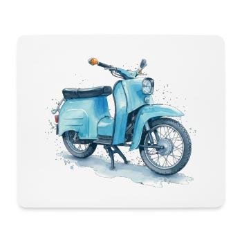 Blue East German moped Schwalbe watercolor cult design - Mouse Pad (horizontal) - white - Front