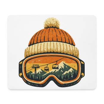 Skifahrer Winter Sport Apres Ski Mütze Skibrille - Mousepad (Querformat) - Weiß - Vorne