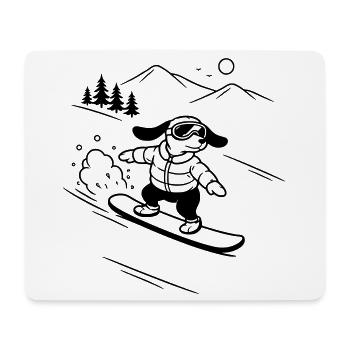 cool hund dackel snowboard wintersport - Mousepad (Querformat) - Weiß - Vorne