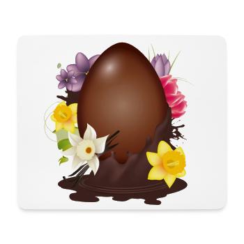 Œuf de Pâques en chocolat avec fleurs et vanille - Tapis de souris (format paysage) - blanc - Devant