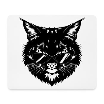 Black cat with sunglasses - Mouse Pad (horizontal) - white - Front