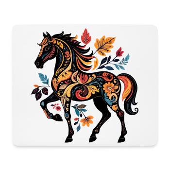 Ornamental horse with leaf patterns - Mouse Pad (horizontal) - white - Front