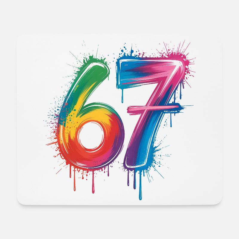 Sechs-Sieben-Farb-Spritzer - Mousepad (Querformat) - Weiß