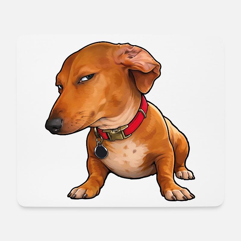 Side Eye Dackel Montag-Mood - Mousepad (Querformat) - Weiß