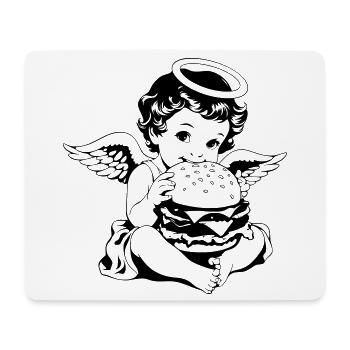 Burger Engel – Cherub isst Hamburger Vintage - Mousepad (Querformat) - Weiß - Vorne