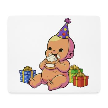 Bébé Cupcake d’anniversaire - Tapis de souris (format paysage) - blanc - Devant